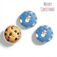 Košíčky na muffiny modré s vánočními motivy (75 ks)