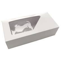 Obrázek k výrobku Krabice na zákusky bílá s okénkem (22 x 11 x 6 cm)