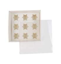 Krabice s průhledným víkem bílá na 9 ks muffinů (25,4 x 25,4 x 12,7 cm)