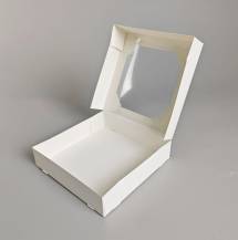 Krabička bílá s okénkem nízká 15 x 15 x 3,5 cm