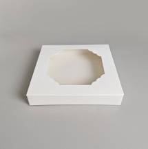 Krabička bílá s okénkem nízká 20 x 20 x 3,5 cm