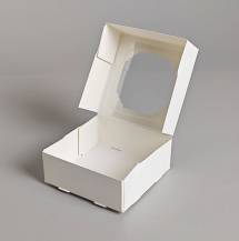 Krabička bílá s okénkem nízká 9 x 9 x 3,5 cm