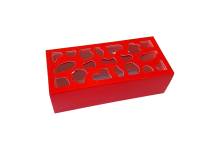Коробка макарон червона з декорованим віконцем 13 х 6 х 4 см (на 4 шт.)