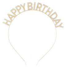 Ungenießbare Metalldekoration Haarreif Gold Happy Birthday