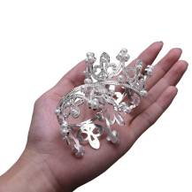 Nejedlá dekorace kovová Koruna stříbrná malá s bílými perlami 2