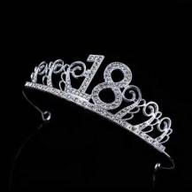 Nejedlá dekorace kovová Koruna stříbrná s číslem 18