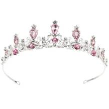 Ungenießbare Metalldekoration Silberne Krone mit rosa Steinen