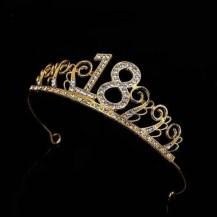 Nejedlá dekorace kovová Koruna zlatá s číslem 18