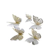 Nejedlá dekorace stříbrno-zlatá Motýlci (12 ks)