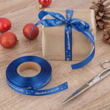 Orion Vánoční stuha modrá Šťastné a veselé 15 mm x 25 m (1 ks)