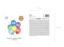 PartyDeco balónky barevné metalické 20. narozeniny (6 ks, náhodné barvy) 1