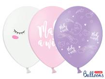 Balony PartyDeco mix biało-różowo-fioletowy Jednorożec (6szt)