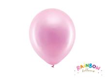 PartyDeco balónky růžové metalické 23 cm (10 ks)
