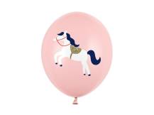 PartyDeco balónky světle růžové s koněm (6 ks)