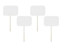 PartyDeco Bílé kartičky na špejli (4 ks)