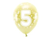 PartyDeco Eco balóniky zlaté číslo 5 (6 ks)