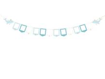PartyDeco garland with frames and whales white-blue