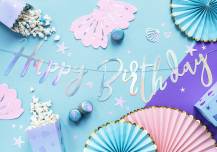 PartyDeco narozeninová girlanda duhová Happy Birthday 1