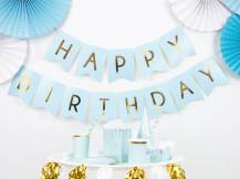 PartyDeco narozeninová girlanda modrá Happy Birthday 1