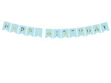PartyDeco narodeninová girlanda modrá Happy Birthday