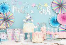 PartyDeco narozeninová girlanda stříbrná Make a wish 1