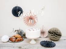 PartyDeco svatební girlanda stříbrná Wedding