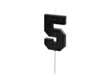PartyDeco candle black on a stick number 5
