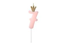 PartyDeco Kerze klein rosa mit Krone Nummer 7