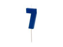 Bougie PartyDeco bleue sur bâton numéro 7