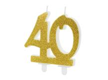 PartyDeco candle gold number 40