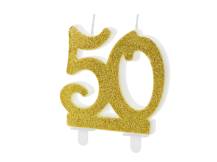 PartyDeco candle gold number 50