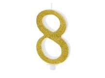 PartyDeco candle gold number 8