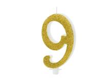 PartyDeco candle gold number 9