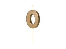 PartyDeco candle gold on a stick number 0