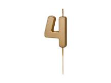 PartyDeco gold candle on a stick number 4