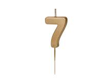 PartyDeco gold candle on a stick number 7