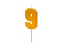 PartyDeco candle yellow on a stick number 9