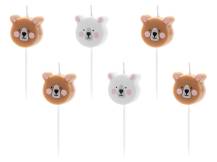 PartyDeco candles Bears (6 pcs)