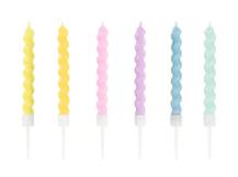 PartyDeco svíčky spirálové tlusté pastelové (8 ks)