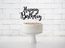 PartyDeco zapichovací dekorace na dort černá Happy Birthday 1