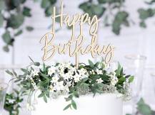 PartyDeco zapichovací dekorace na dort dřevěná Happy Birthday 1
