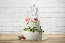 PartyDeco zapichovací dekorace na dort stříbrná Mr&Mrs 1