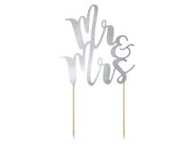 PartyDeco cake decoration silver Mr&Mrs