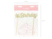 PartyDeco zapichovací dekorace na dort zlatá 1st Birthday 2