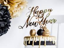 PartyDeco zapichovací dekorace na dort zlatá Happy New Year 1