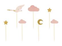 PartyDeco studded decorations for muffins Stork, clouds and stars