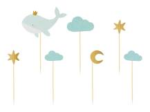Samoprzylepne dekoracje na muffinki PartyDeco Wieloryb, chmurki i gwiazdki