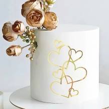 Plastová dekorace na okraj dortu zlatá Srdíčka