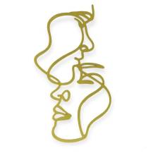 Plastová dekorace na okraj dortu zlatá Svatební pár tváře