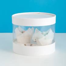 Boîte ronde en plastique pour cupcakes blanche 1 couche (pour 3 pcs.)